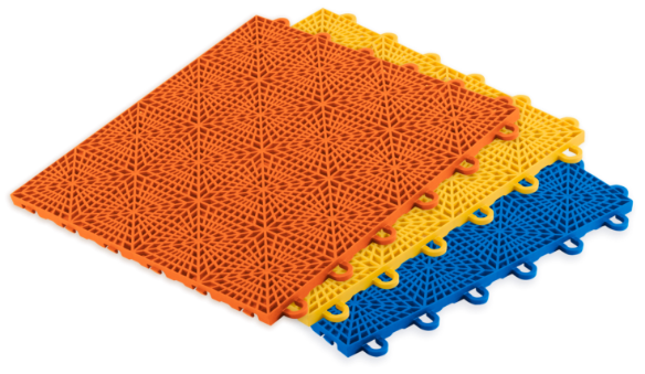 Boost tiles stacked in yellow, red and blue